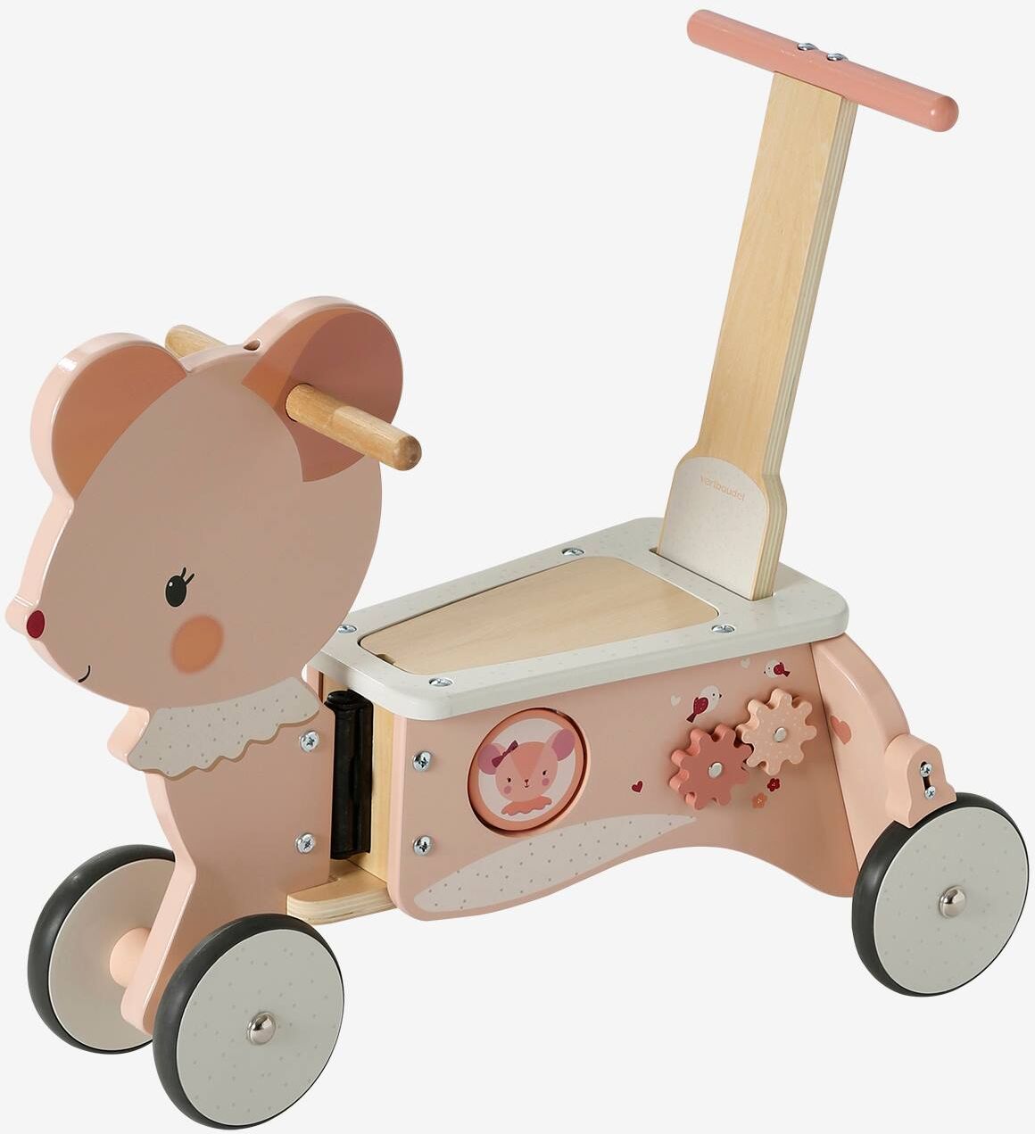 VERTBAUDET Correpasillos y carrito andador 2 en 1, Tanzania, de madera FSC® rosa