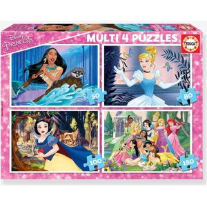 Lote de 4 puzzles progresivos de 50 a 150 piezas Disney® Princesas EDUCA rosa medio liso con motivos