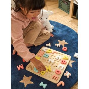 VERTBAUDET Puzzle con letras para encajar, de madera rosa claro liso con motivos