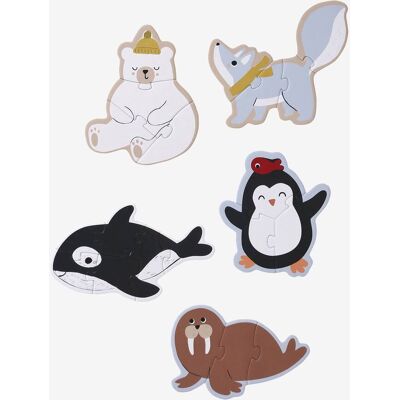 VERTBAUDET 5 puzzles evolutivos de 3 a 6 piezas de cartón Sabana blanco VERTBAUDET 5 puzzles evolutivos de 3 a 6 piezas de cartón Sabana blanco