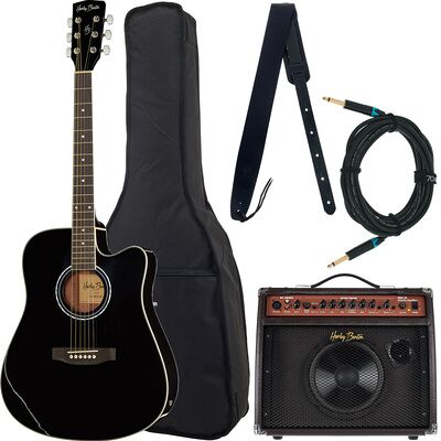 Harley Benton HBD120 CE BK Bundle Negro de alto brillo Harley Benton HBD120 CE BK Bundle Negro de alto brillo