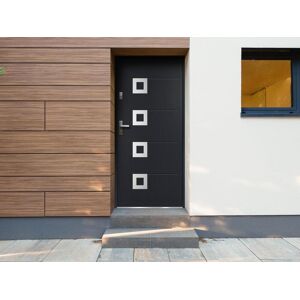 Unique Puerta de entrada de acero con inox Alt. 207 x Ancho 100 cm antracita - abre a la derecha - TIFANA