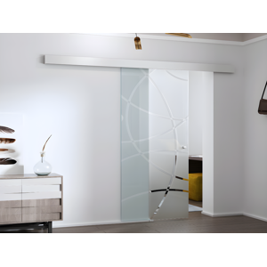 Unique Puerta corredera con aplique HEIDI - Altura 205 x Ancho 73 cm - Cristal templado