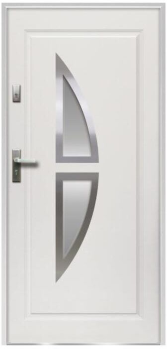 Unique Puerta de entrada de acero acristalada con inox Alt. 207 x Ancho 100 cm blanco - abre a la derecha - COVAS