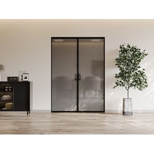 Unique Puerta corredera doble con riel - aluminio y vidrio templado ahumado - 2 x Alt. 205 x Ancho 73 cm - LINCI II Unique Puerta corredera doble con riel - aluminio y vidrio templado ahumado - 2 x Alt. 205 x Ancho 73 cm - LINCI II