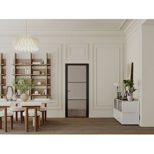 Unique Bloque de puerta reversible de aluminio y vidrio ahumado - Alt. 204 x An. 83 cm - Negro - MASERU Unique Bloque de puerta reversible de aluminio y vidrio ahumado - Alt. 204 x An. 83 cm - Negro - MASERU