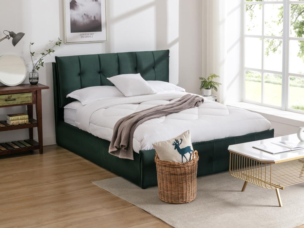 Unique Cama arcón 160 x 200 cm - Terciopelo - Verde - OLERIA