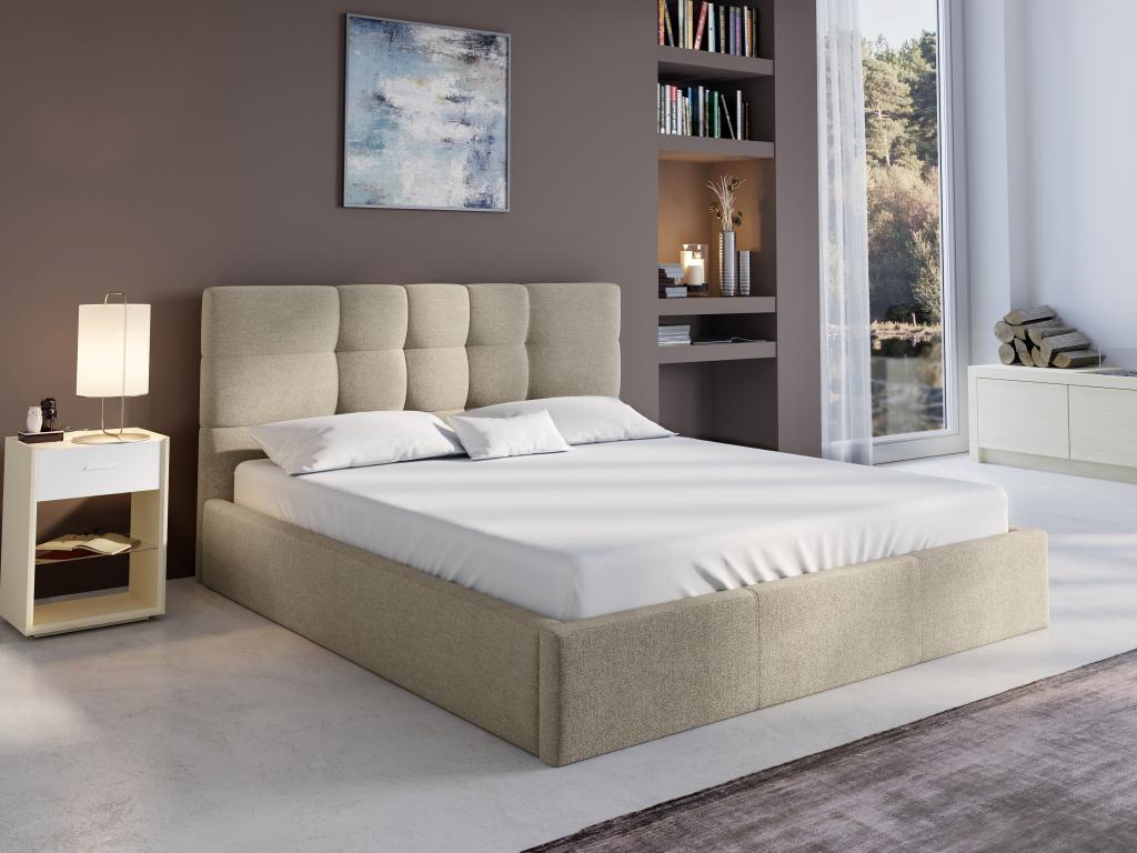 Cama arcón 140 x 190 - Tela - Beige - ELIAVA de Pascal Morabito