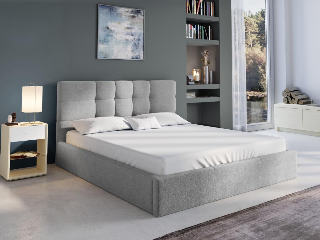 Cama arcón 180 x 200 cm - Tela - Gris - ELIAVA de Pascal Morabito