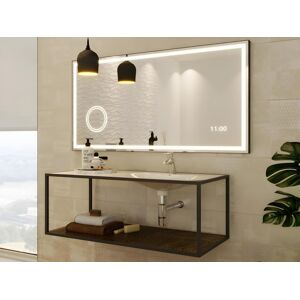 OZAIA Espejo de baño rectangular luminosos con reloj digital - 120x60 cm AITANA