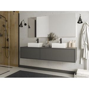 Unique Mueble de baño flotante bajolavabo - Color gris antracita - L150 cm - ISAURE II