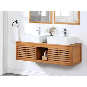 Unique Mueble de baño suspendido de madera de acacia - 130  cm - PENEBEL