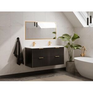 Unique Mueble de baño flotante rayado bajo lavabo- Negro - 120 cm - ZEVARA