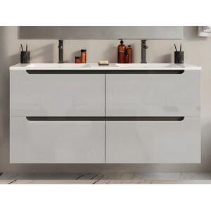 Unique Mueble de baño flotante con doble lavabo encastrable - Blanco - 120 cm - SELITA