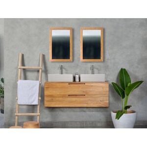 Unique Mueble de baño suspendido de teca clara - 2 cajones - 115 cm - BIMBING Unique Mueble de baño suspendido de teca clara - 2 cajones - 115 cm - BIMBING
