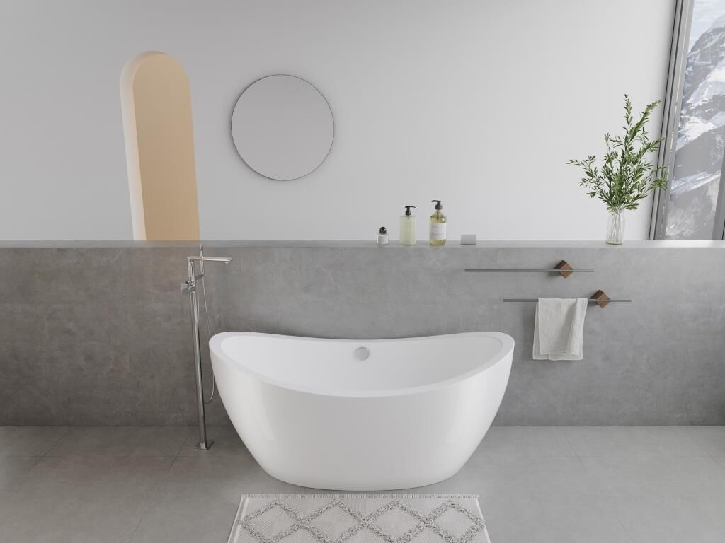 Shower & Design Bañera exenta design blanca - 225L - 170 x 83 x 77 cm - ALDA