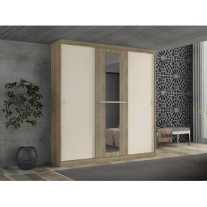 Unique Armario  - 3 puertas correderas - Largo 205 cm - Natural y blanco marfil - DIDDA