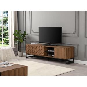 Unique Mueble TV con 3 puertas y 2 estantes - MDF - Natural y negro - CARATANA