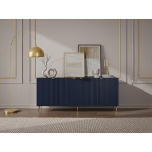 Unique Aparador con 4 puertas de MDF y acero - Azul y dorado - YESINIA