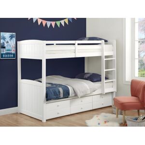 Unique Cama litera separable ANCHISE - 90x190cm - Con compartimentos - Lacado blanco