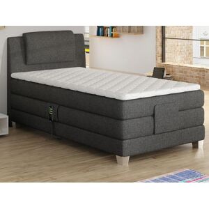 Boxspring con cabecero de cama + somieres relax eléctrico + colchón + cubrecolchón CASTEL de PALACIO - 100x200 cm - Tela gris claro