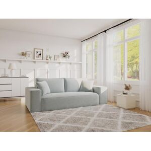 Unique Sofá cama de 4 plazas de terciopelo de canalé gris AMELIA - Cama de 160 cm - Colchón de 14 cm con memoria de forma