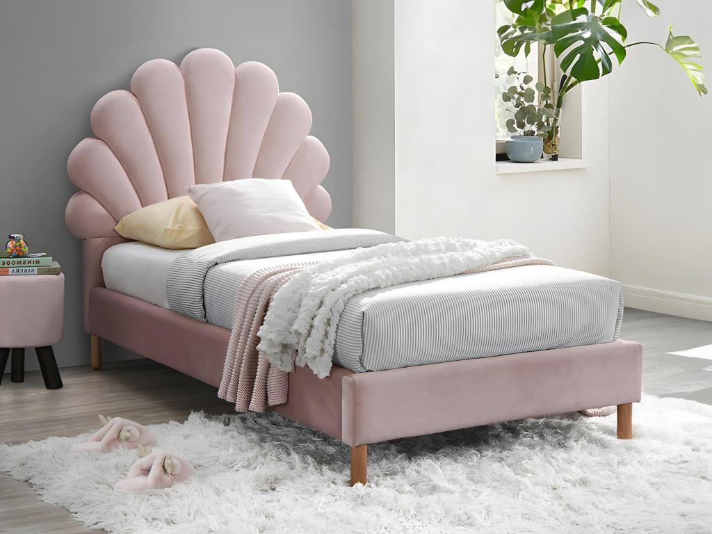 Unique Cama infantil  90x190 cm - Terciopelo - Rosa -  MOANA