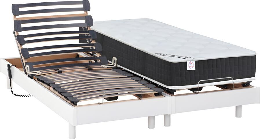 Cama articulada eléctrica muelles ensacados y viscoelástica APOLLO de DREAMEA - Blanco - 2x90x200 cm