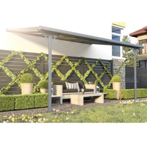 EXPERTLAND Pérgola adosada de aluminio 13,2 m² antracita ALVARO - Ancho 436 x Prof. 305 x Alt. 240/285 cm