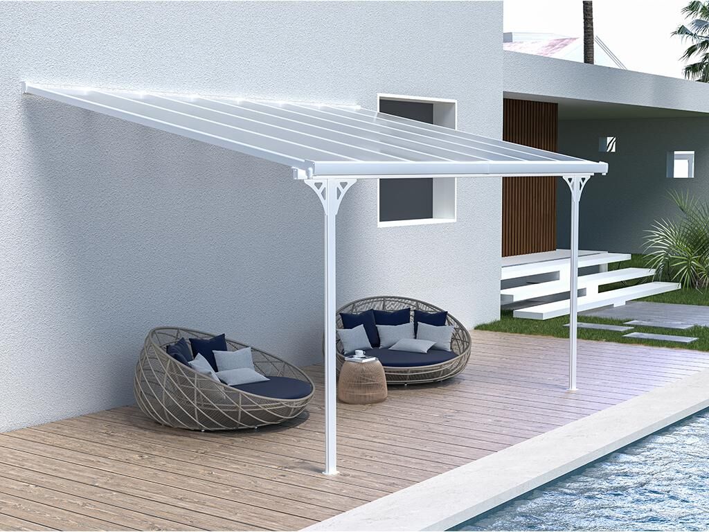 EXPERTLAND Pérgola adosada de aluminio 13,2 m² blanco ALVARO