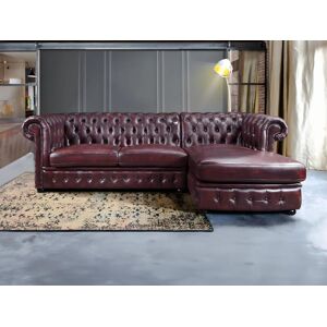 LINEA SOFA Sofá rinconera chesterfield BRENTON 100% piel de búfalo - Cherry - Ángulo derecho