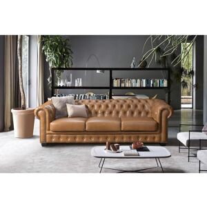 LINEA SOFA Sofá chesterfield 4 plazas BRENTON 100% piel de búfalo - Caramelo vintage