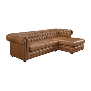 LINEA SOFA Sofá rinconera (ángulo derecho) chesterfield BRENTON 100% piel de búfalo - Caramelo vintage