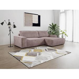 Unique Sofá cama rinconera de terciopelo de canalé rosa AMELIA de PASCAL MORABITO - Ángulo derecho