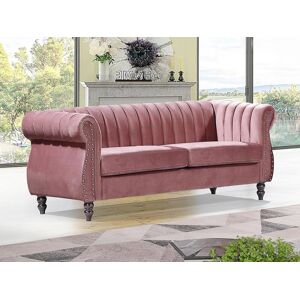 Unique Sofá chesterfield de 3 plazas de terciopelo rojo viejo TRUMBO