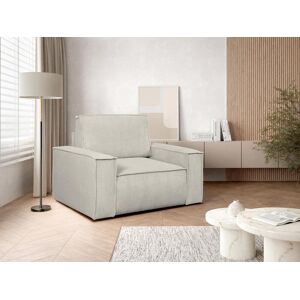 Unique Sillón de terciopelo acanalado beige AMELIA