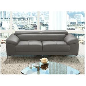 LINEA SOFA Sofá 3 plazas de piel SOLANGE -  Gris antracita