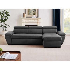 LINEA SOFA Sofá cama rinconero de piel JONOVA - Gris antracita - Ángulo derecho