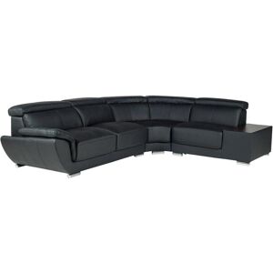 LINEA SOFA Sofá rinconero de piel NAHIA - Negro - Ángulo derecho