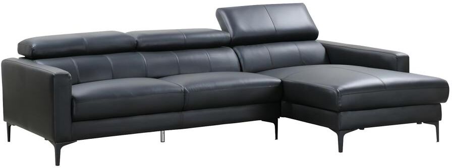 LINEA SOFA Sofá rinconera de piel de búfalo FLORENCE - Negro - Ángulo derecho