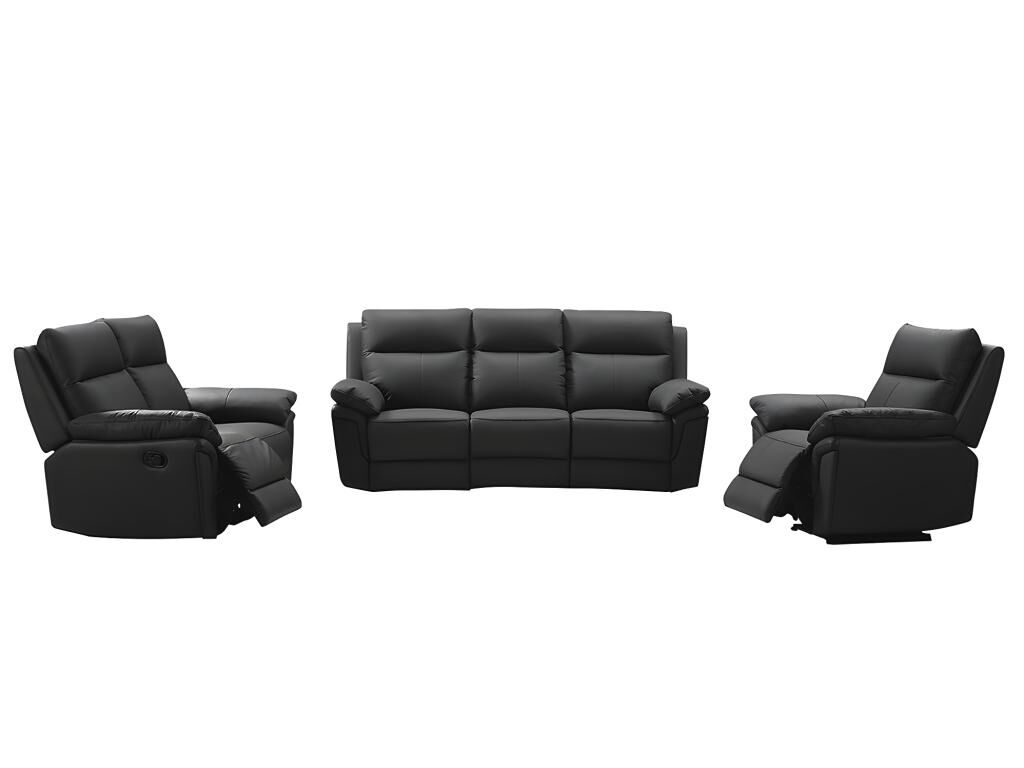 Unique Sofá de 3+2+1 plazas relax de piel de búfalo PAKITA - Negro