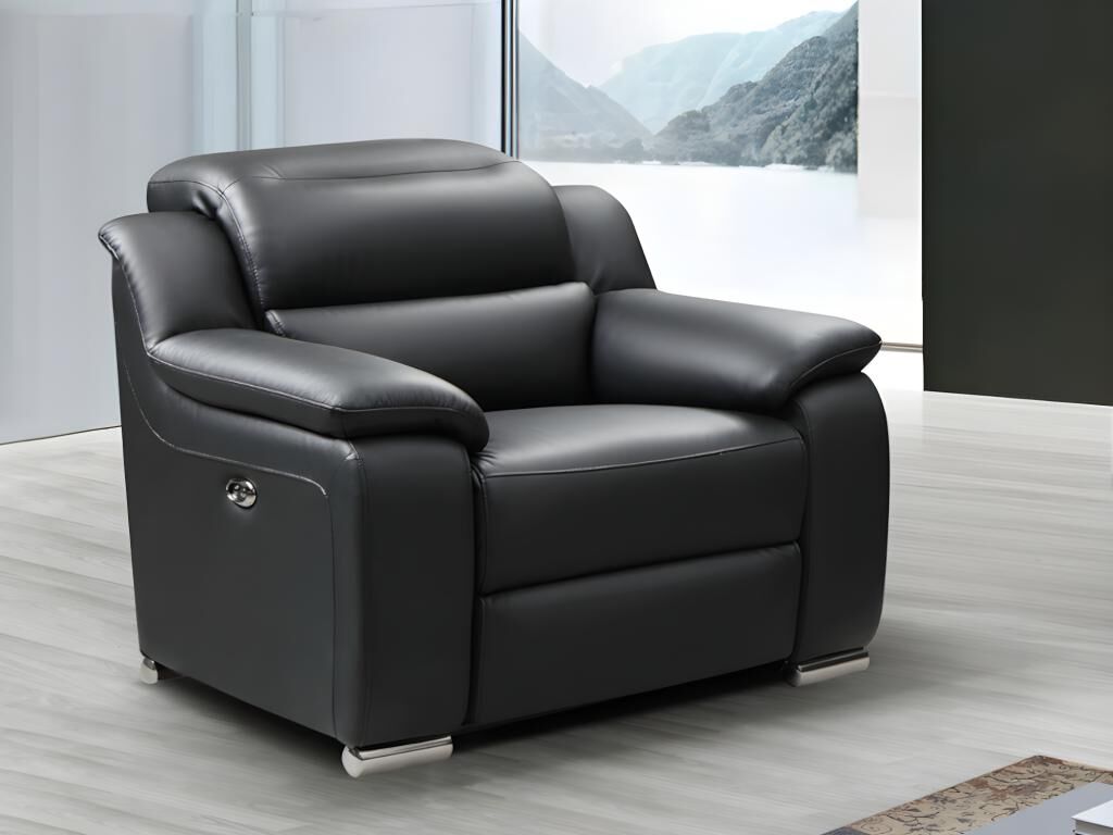 Unique Sillón relax de piel ARENA - Negro