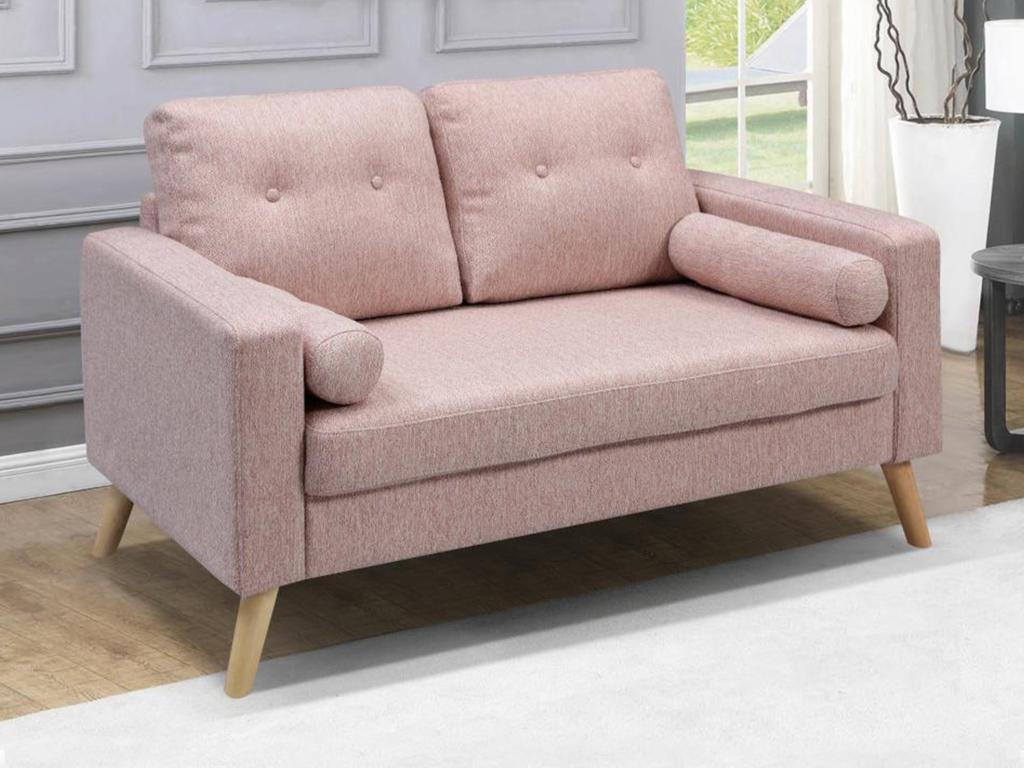 Unique Sofá de 2 plazas de tela con efecto lana TATUM - Rosa