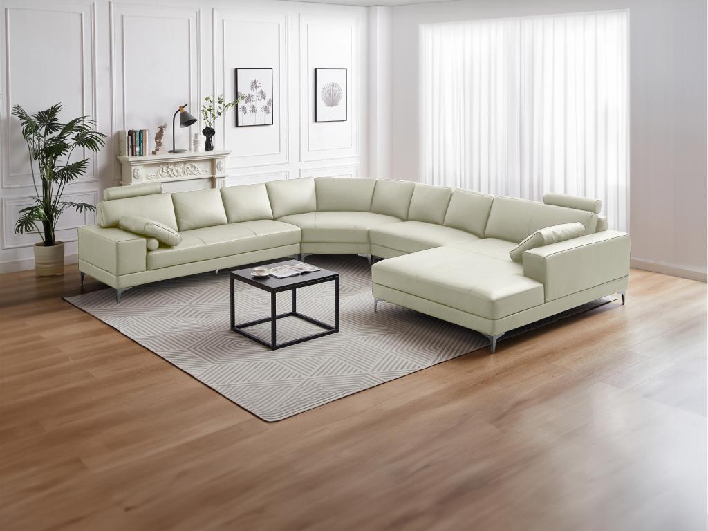 LINEA SOFA Sofá XXL 7 plazas de piel DONATELLO II - Blanco márfil - Ángulo derecho