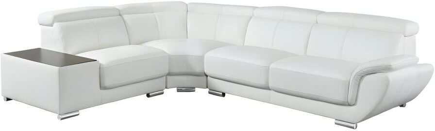 LINEA SOFA Sofá rinconero de piel NAHIA - Blanco - Ángulo izquierdo