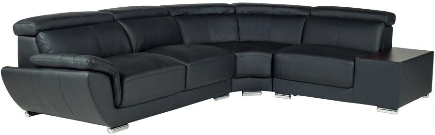 LINEA SOFA Sofá rinconero de piel NAHIA - Negro - Ángulo derecho