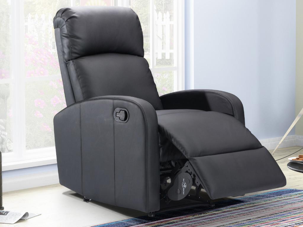 Unique Sillón relax de piel sintética ISAO - Negro