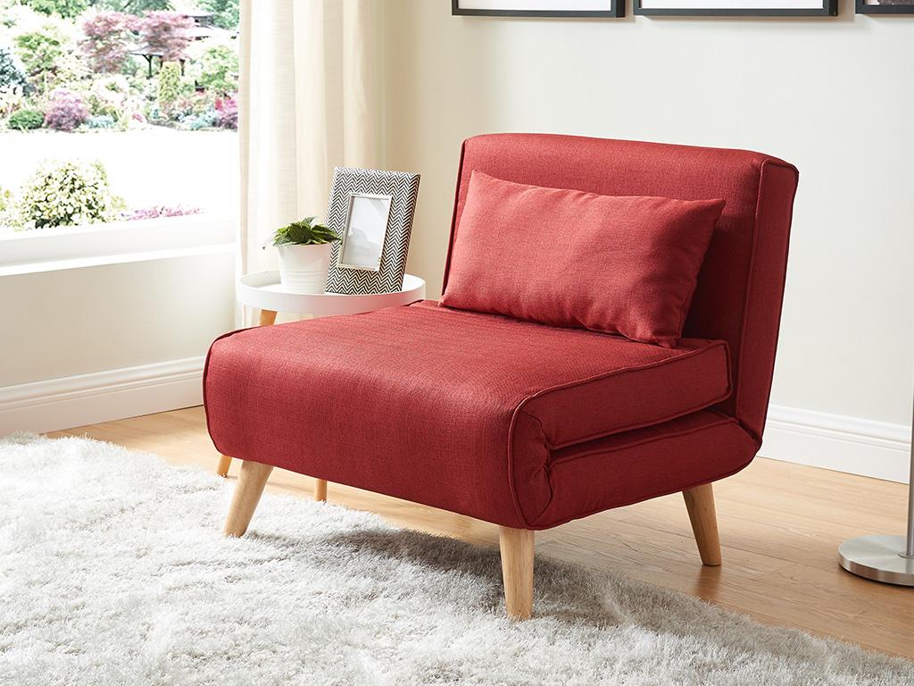 Unique Sillón cama POSIO de tela - Rojo