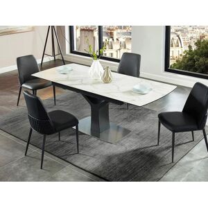 Unique Mesa de comedor extensible COLBY - 6 a 8 comensales - Cerámica y cristal templado