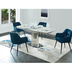 Unique Mesa de comedor extensible TALICIA - 4 a 6 comensales - Cerámica y acero